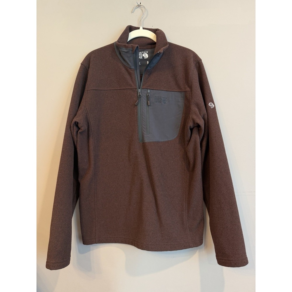 Mountain Hardwear Toasty Twill Fleece Full Zip Jacket Men's S Dark Brown Outdoor